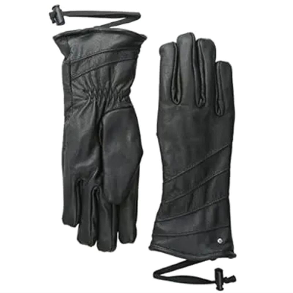 Celtek Domo Leather Gloves Womens Large Black‎ Faux Fur Lined Driving Winter New